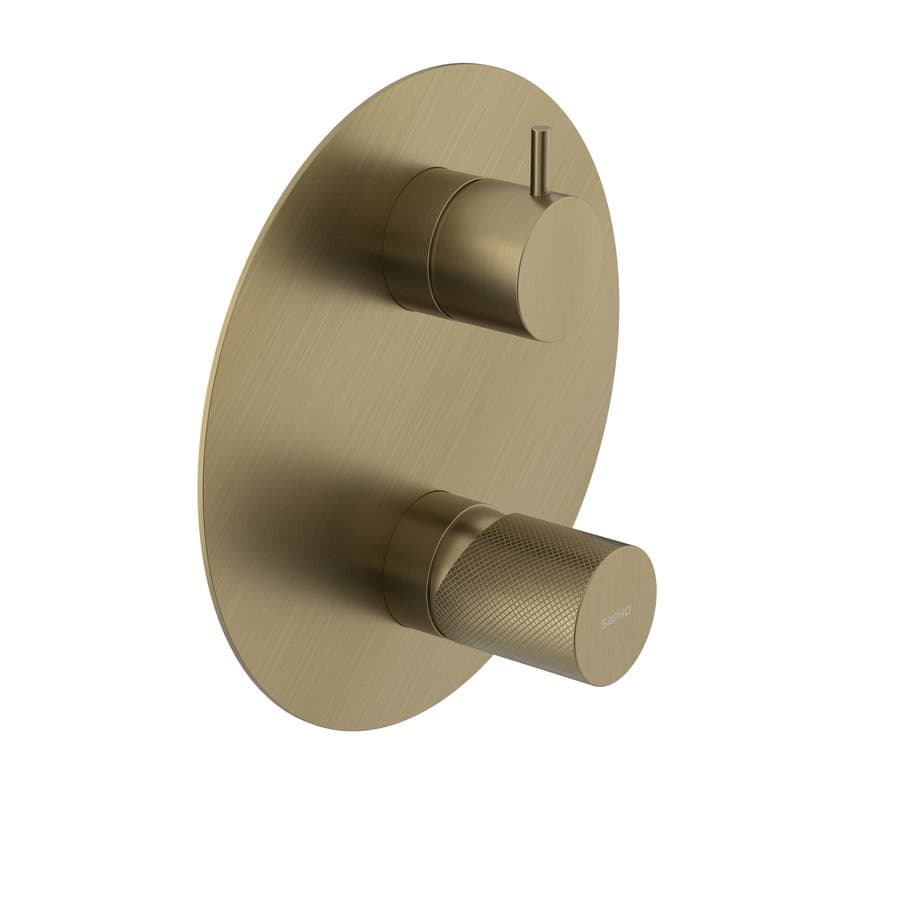 ULTRATAP bateria prysznicowa podtynkowa, złota mat, 2 wyjścia z obrotowym przełącznikiem