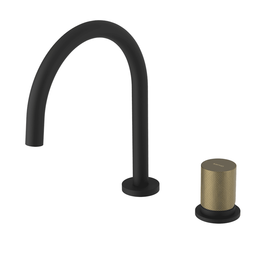 ULTRATAP dwuelementowa bateria umywalkowa bez odpływu, czarny mat/złoto mat