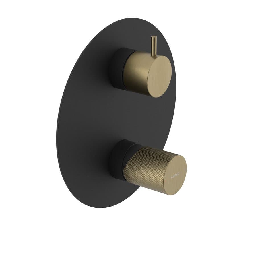 ULTRATAP bateria prysznicowa podtynkowa, obrotowy przełącznik, 2 wyjścia, czarna mat/złota mat