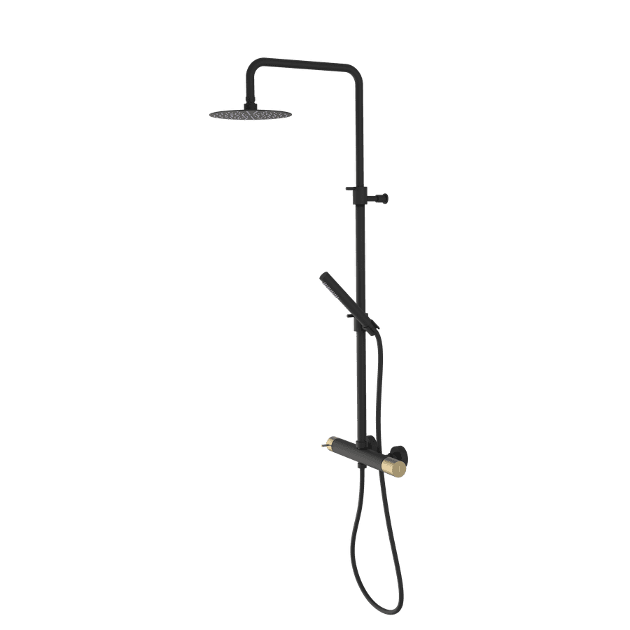 ULTRATAP zestaw prysznicowy z baterią dźwigniową, matowy czarny/złoty