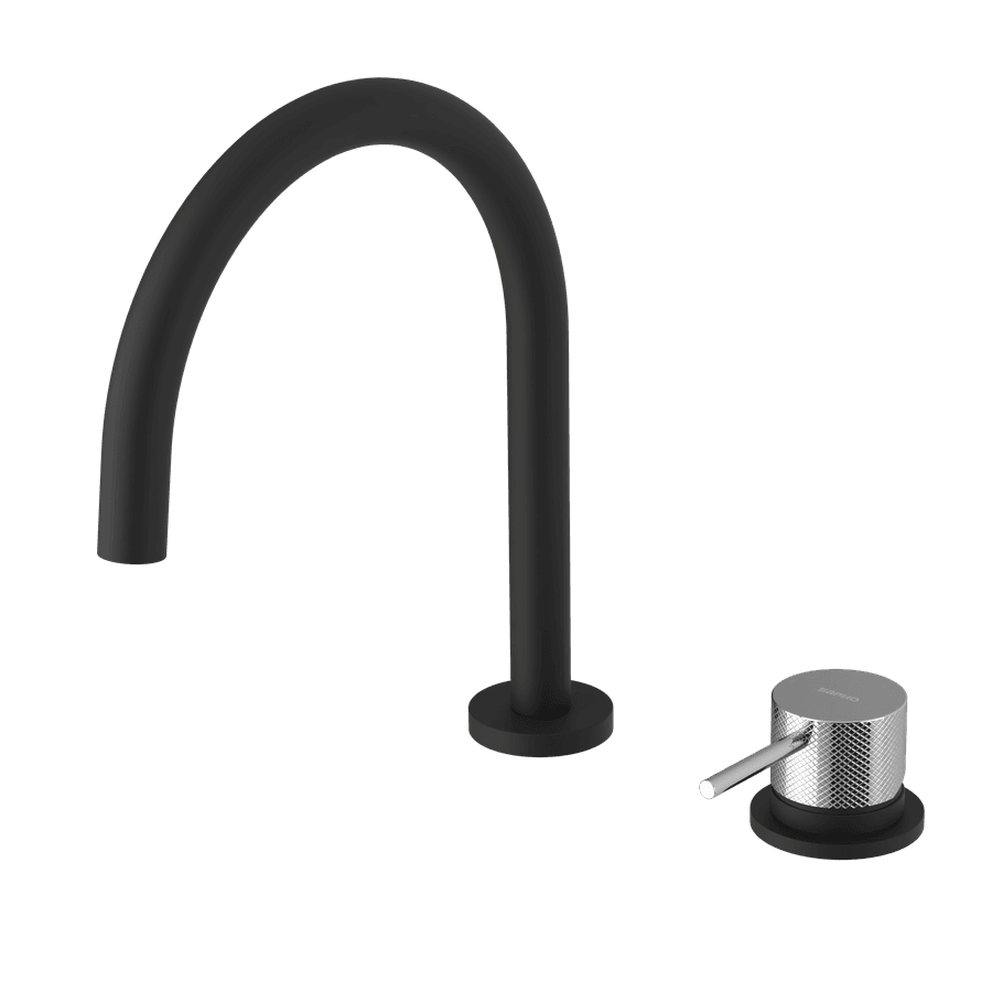 ULTRASAN dwuelementowa bateria umywalkowa stojąca bez odpływu, czarny mat/chrom