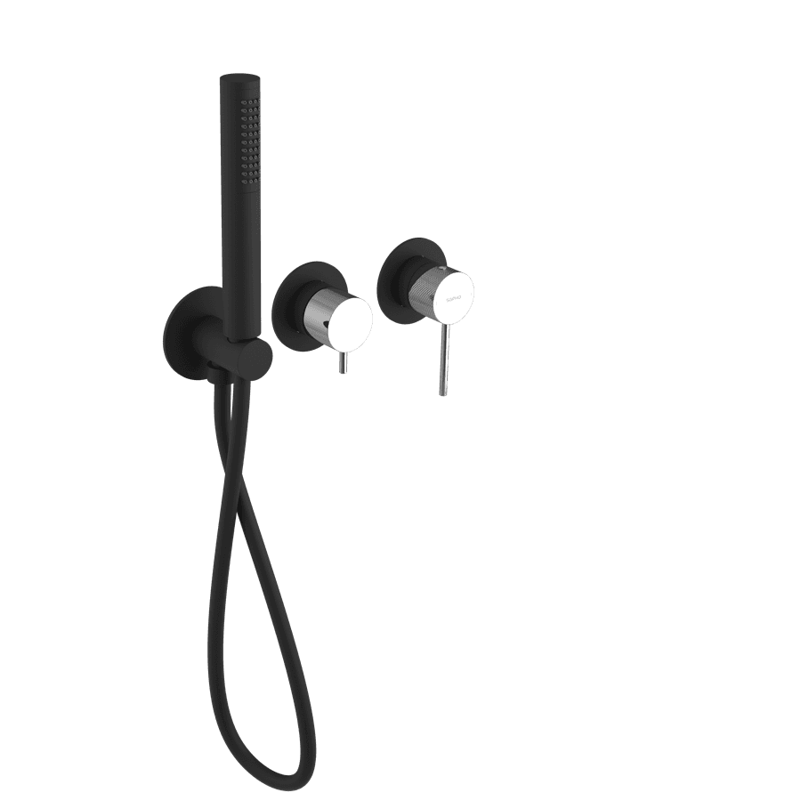 Bateria prysznicowa ULTRASAN podtynkowa, matowa czarna/chrom, 2 funkcje