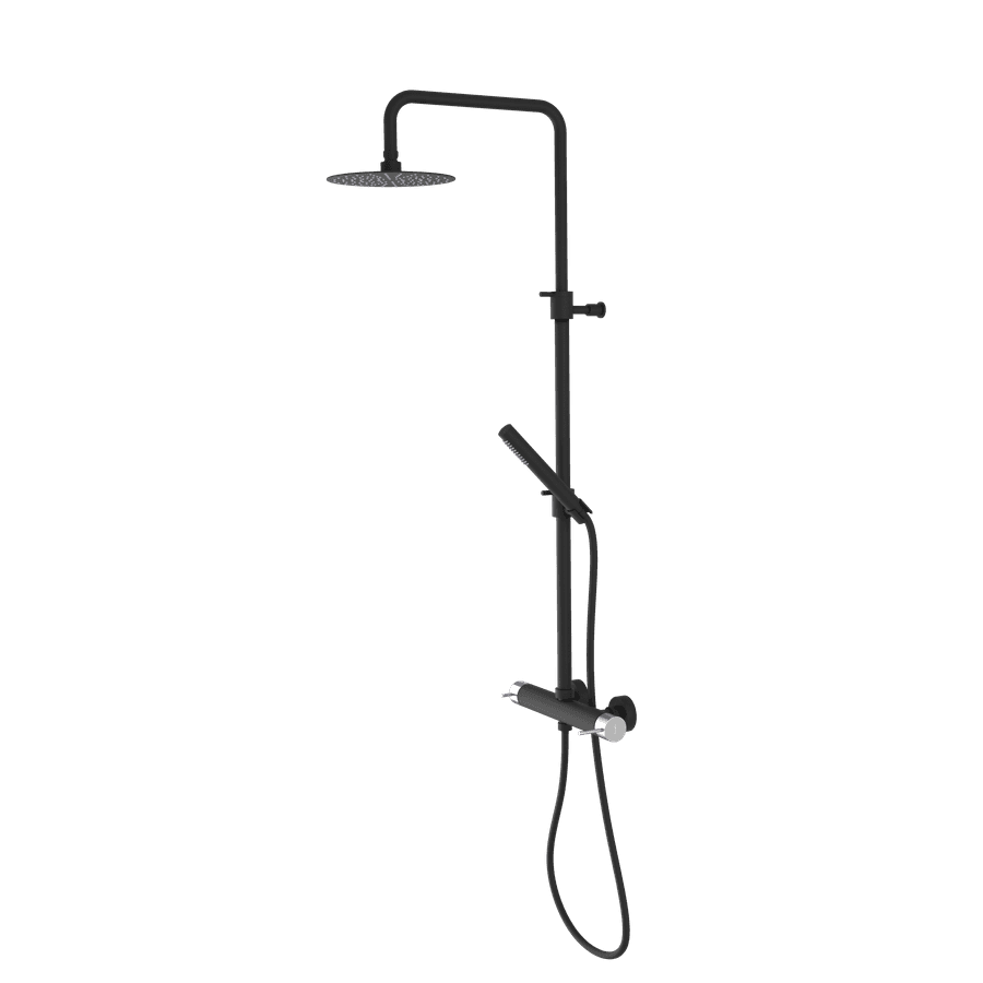 ULTRASAN zestaw prysznicowy z dźwigniową baterią, matowy czarny/chrom