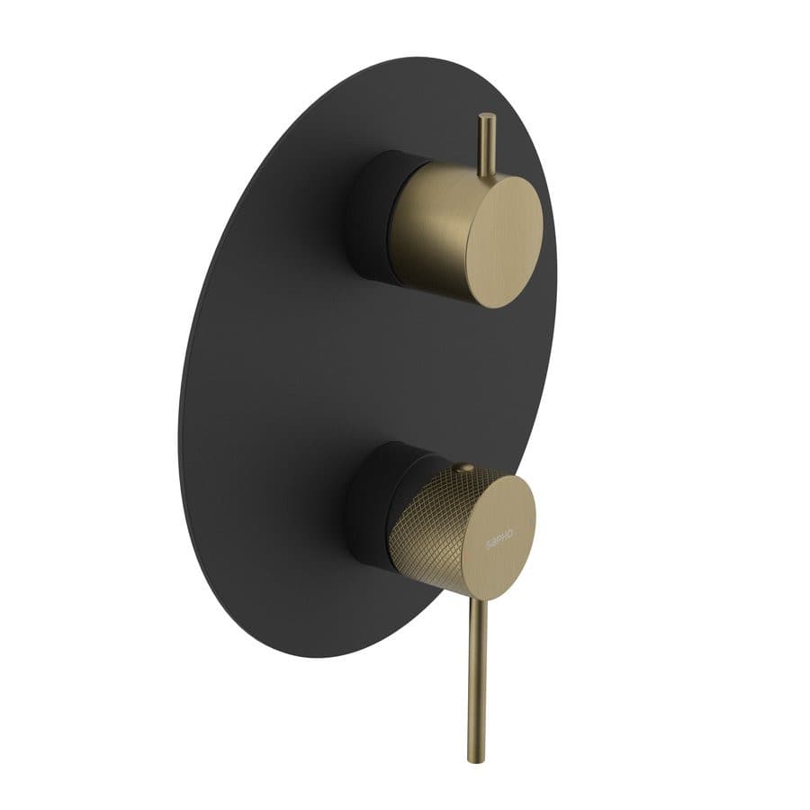 Bateria prysznicowa podtynkowa ULTRASAN, czarny mat/złoty mat, 2 wyjścia