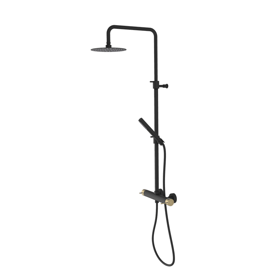 Zestaw prysznicowy ULTRASAN z dźwignią, czarny mat/złoty mat