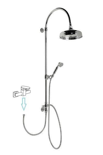 VANITY zestaw prysznicowy z głowicą i główką, chromowany, retro