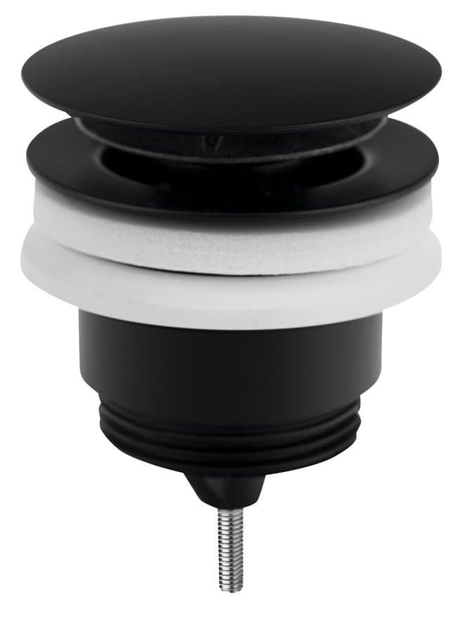 Odpływ umywalkowy 5/4”, Click-Clack, duży korek, 10-45mm, czarny mat