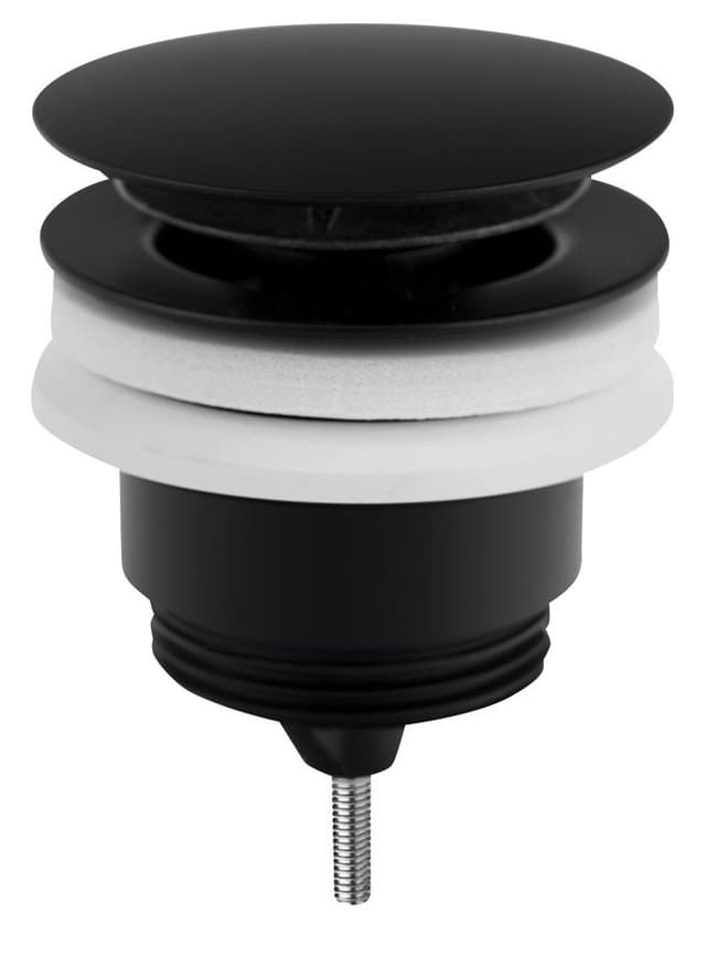 Odpływ umywalkowy 5/4”, Click-Clack, duży korek, 10-45mm, czarny mat