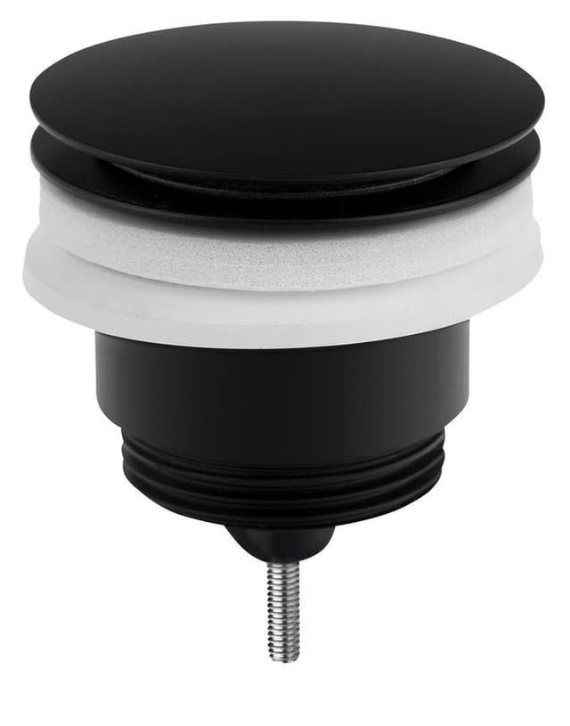 Odpływ umywalkowy 5/4”, Click-Clack, duży korek, 10-45mm, czarny mat