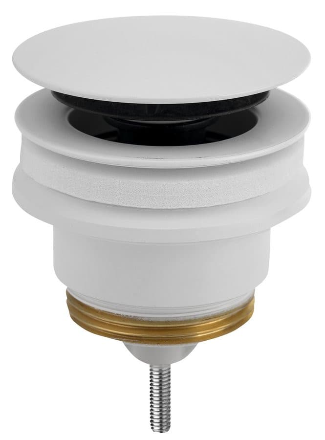 Odpływ umywalkowy 5/4”, Click-Clack z dużym korkiem, biały mat (10-45mm)
