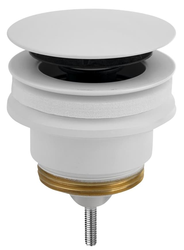 Odpływ umywalkowy 5/4”, Click-Clack z dużym korkiem, biały mat (10-45mm)