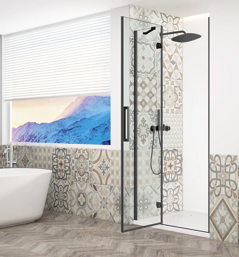 TRINITY BLACK drzwi prysznicowe do wnęki 1000 mm, szkło czyste, lewe