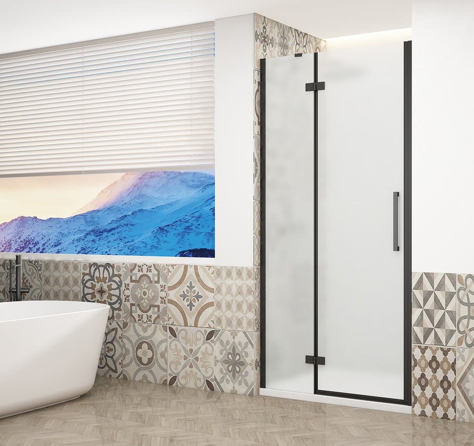 TRINITY BLACK drzwi prysznicowe do wnęki 1000 mm, szkło matowe, lewe