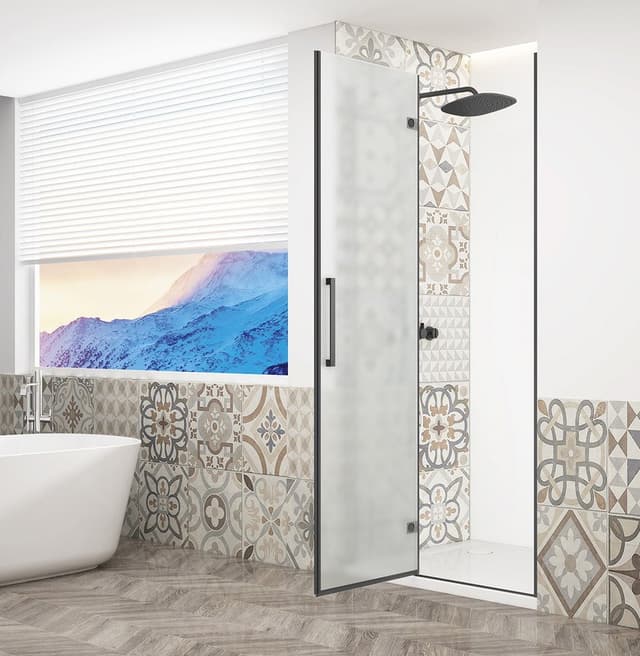 TRINITY BLACK drzwi prysznicowe do wnęki 1000 mm, szkło matowe, lewe