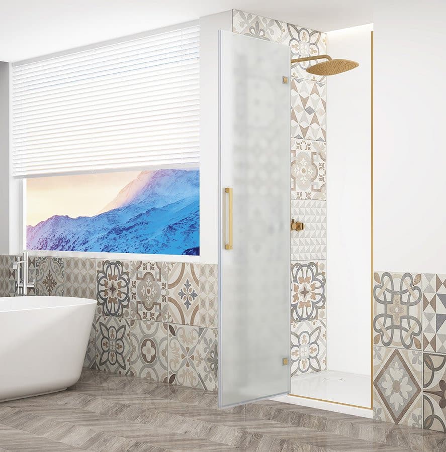 TRINITY GOLD drzwi prysznicowe do wnęki 1000 mm, szkło matowe, lewe