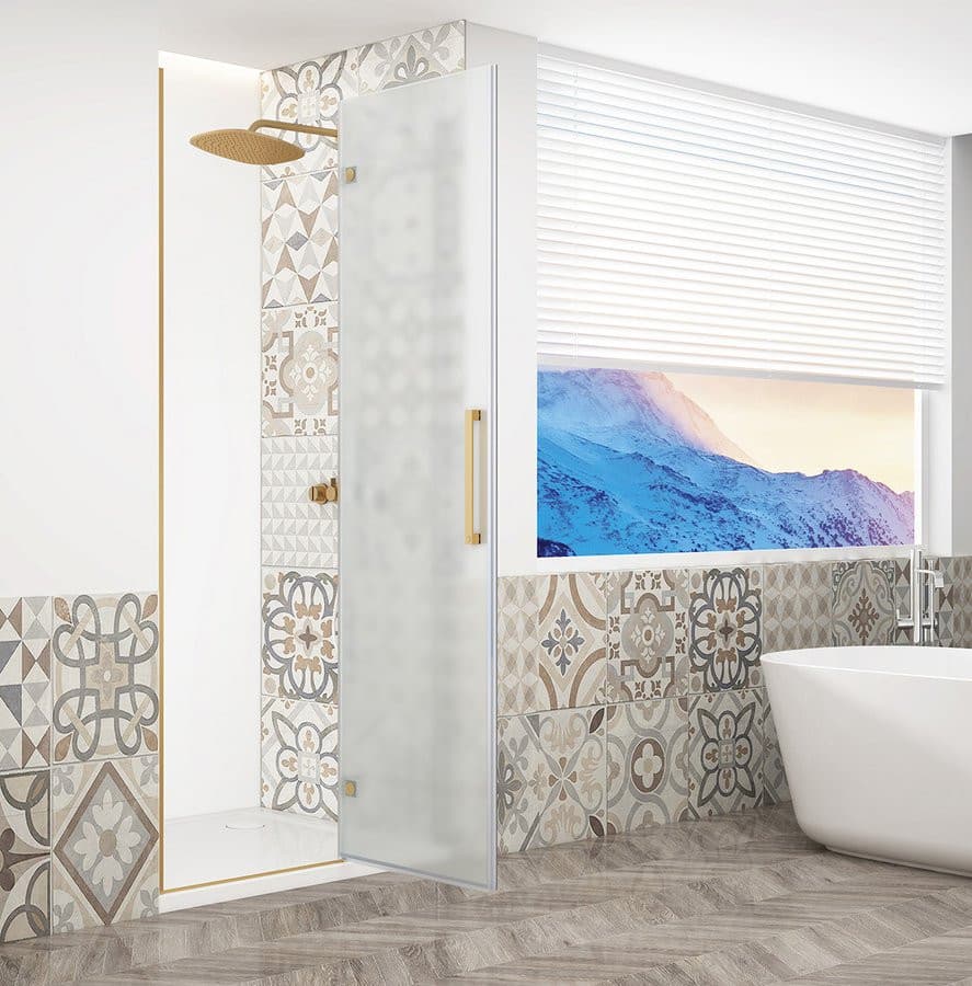 TRINITY GOLD drzwi prysznicowe do wnęki 1000 mm, szkło matowe, prawe