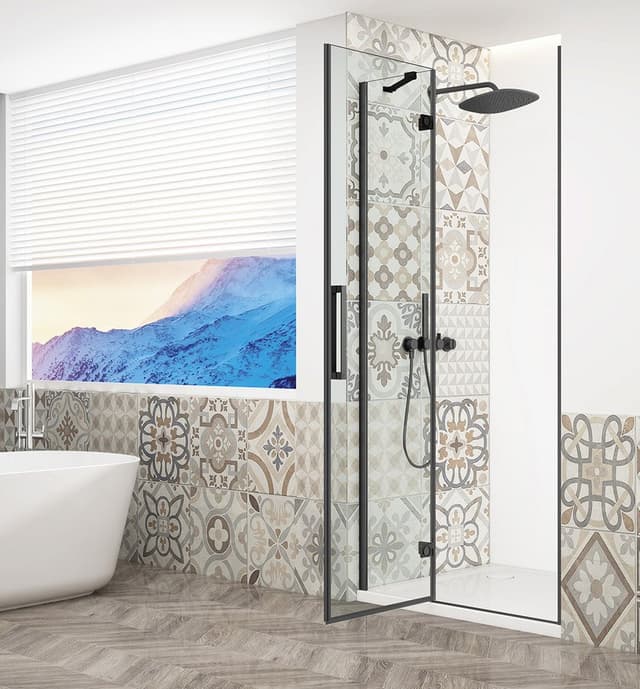 TRINITY BLACK drzwi prysznicowe do wnęki 1100 mm, szkło czyste, lewe