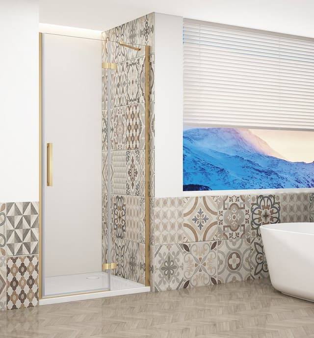 TRINITY GOLD drzwi prysznicowe do wnęki 1100 mm, szkło czyste, prawe