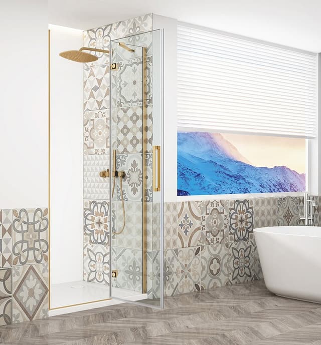 TRINITY GOLD drzwi prysznicowe do wnęki 1100 mm, szkło czyste, prawe