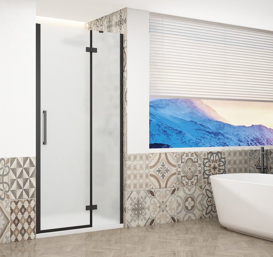 TRINITY BLACK drzwi prysznicowe do wnęki 1100 mm, szkło matowe, prawe