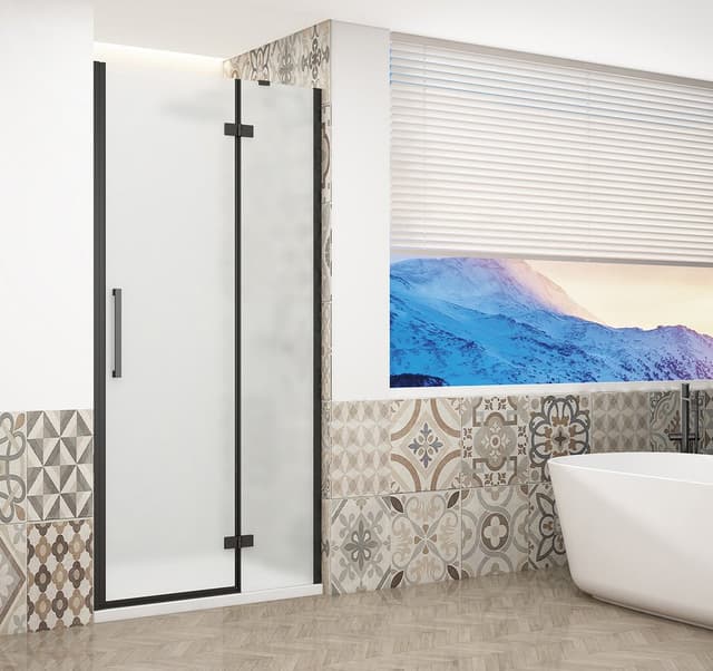 TRINITY BLACK drzwi prysznicowe do wnęki 1100 mm, szkło matowe, prawe