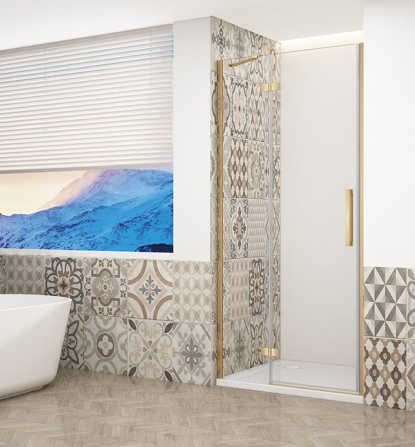 TRINITY GOLD drzwi prysznicowe do wnęki 800 mm, szkło czyste, lewe