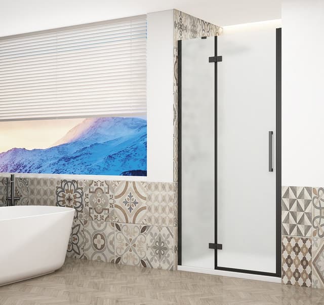 TRINITY BLACK drzwi prysznicowe do wnęki 800 mm, szkło matowe, lewe