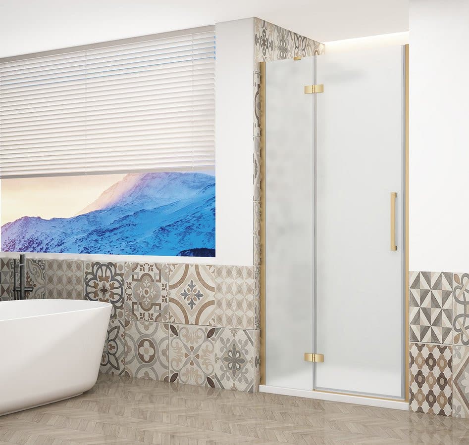 TRINITY GOLD drzwi prysznicowe do wnęki 900 mm, szkło matowe, lewe