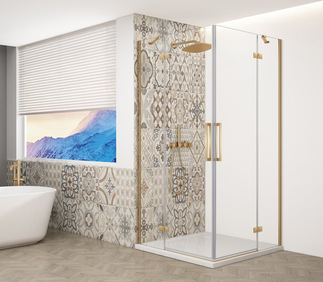 TRINITY GOLD MATT kabina prysznicowa 1000x800mm, wejście z rogu, szkło czyste