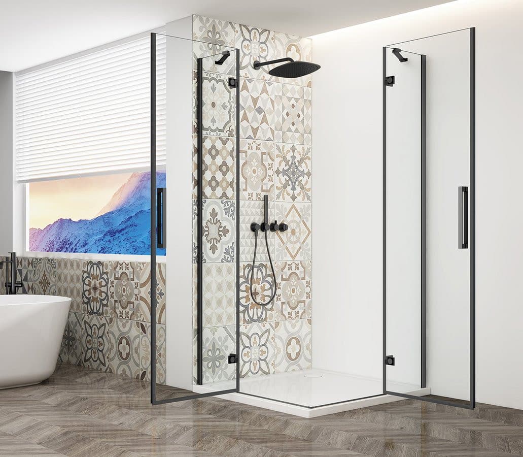 TRINITY BLACK kabina prysznicowa 1200x800mm, wejście z rogu, szkło czyste