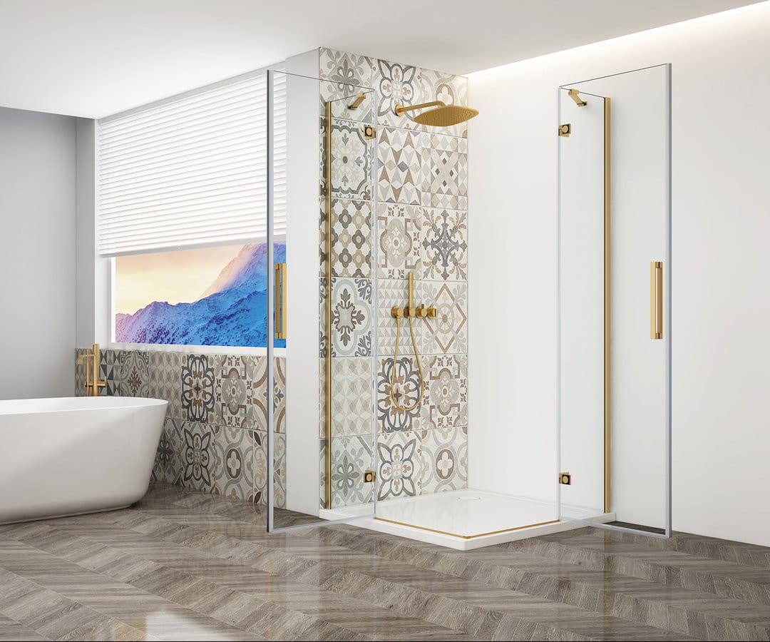 TRINITY GOLD MATT kabina prysznicowa 1200x800mm, wejście z rogu, szkło czyste