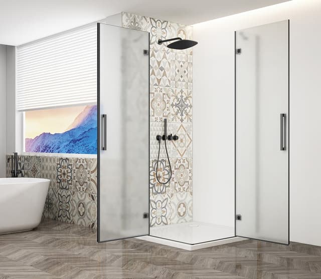 TRINITY BLACK kabina prysznicowa 1000x900mm, wejście z rogu, szkło matowe