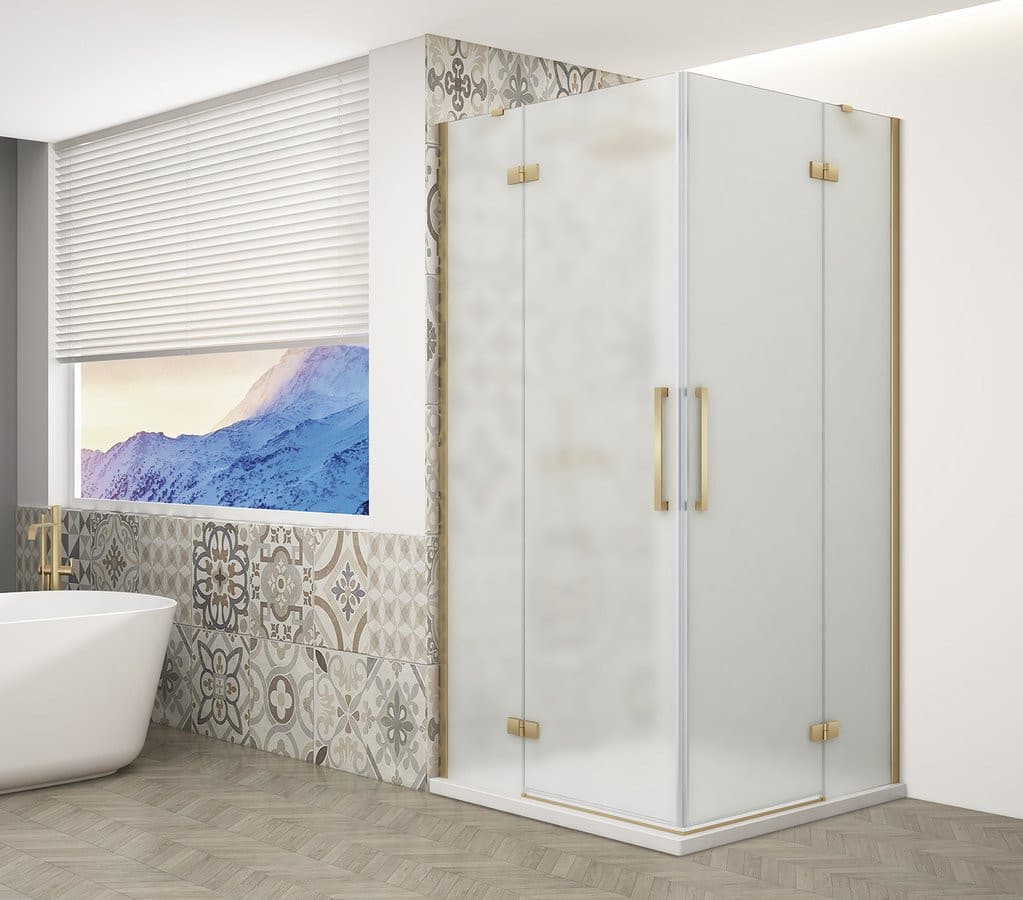 TRINITY GOLD MATT kabina prysznicowa 900x900mm, wejście z rogu, szkło matowe
