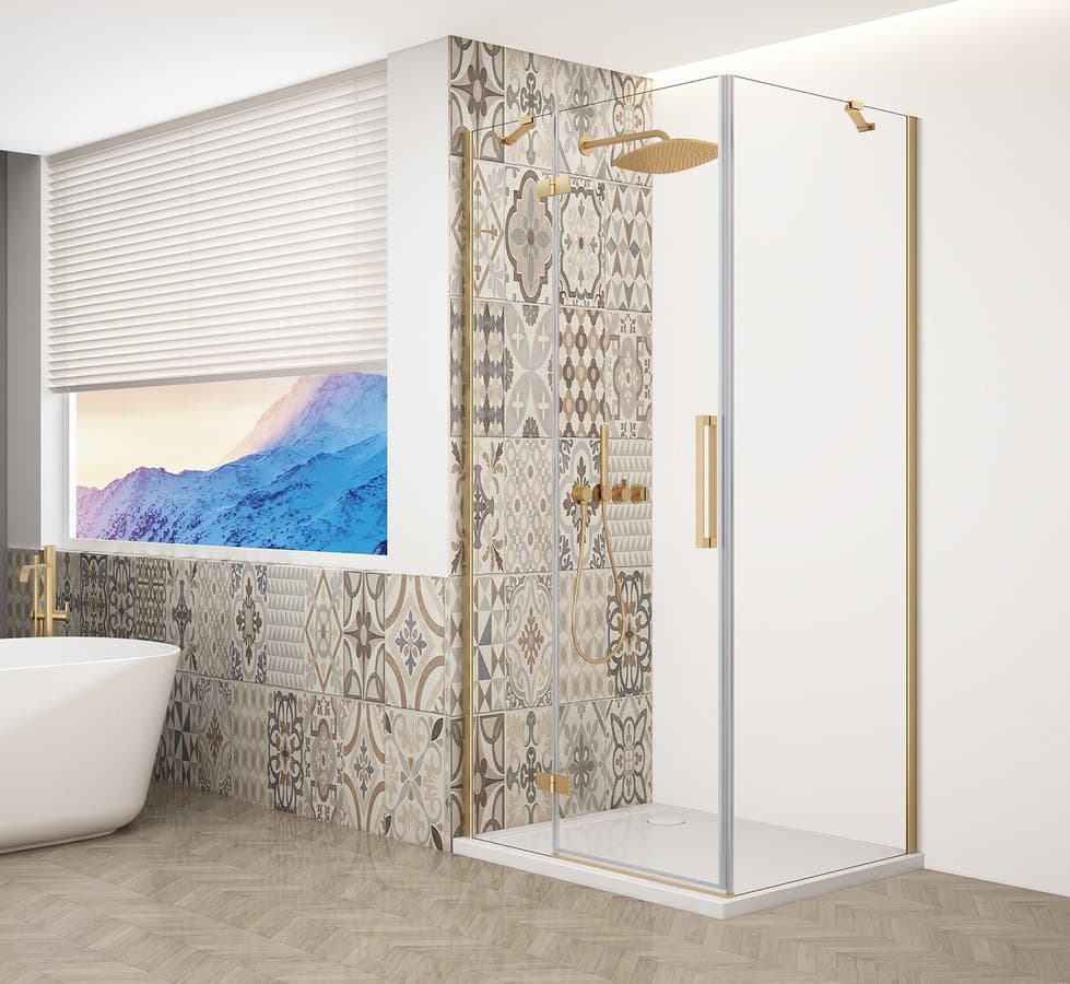 TRINITY GOLD MATT kabina prysznicowa 800x800mm, szkło czyste, lewe