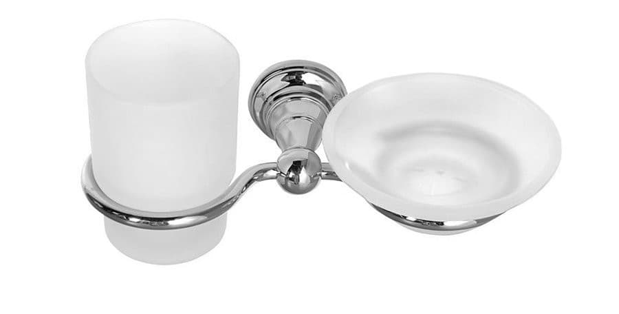 DIAMOND uchwyt na szczoteczkę z mydelniczką chrom retro 231x95x113 mm