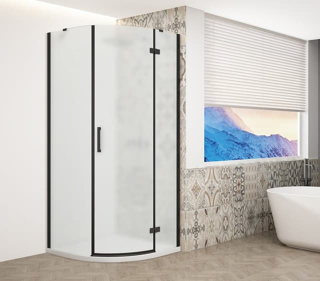 TRINITY BLACK kabina prysznicowa półokrągła 900x900mm, szkło matowe, prawa