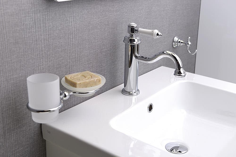 DIAMOND uchwyt na szczoteczkę z mydelniczką chrom retro 231x95x113 mm