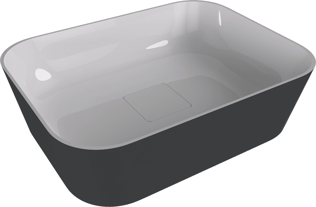 BANERA SQUARE umywalka kompozytowa nablatowa, 50x36cm, biały/antracyt mat