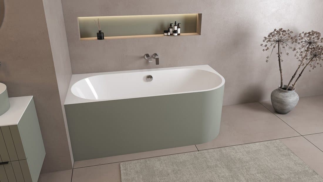 ASTRA L MONOLITH wanna wolnostojąca przyścienna 160x75x60cm, biały/verde