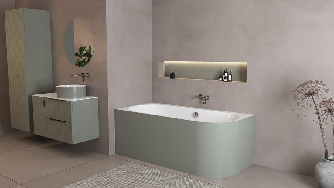 ASTRA L MONOLITH wanna wolnostojąca przyścienna 160x75x60cm, biały/verde