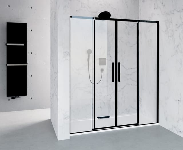 ALTIS BLACK drzwi prysznicowe przesuwne 1670-1710mm, wysokość 2000mm, szkło czyste