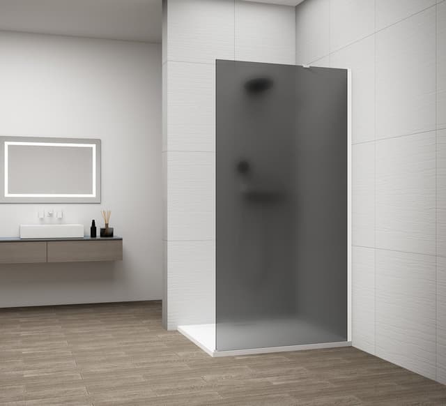 ESCA WHITE MATT jednoczęściowa kabina przysznicowa Walk-In, montaż przy ścianie, szkło mat dymione, 900 mm