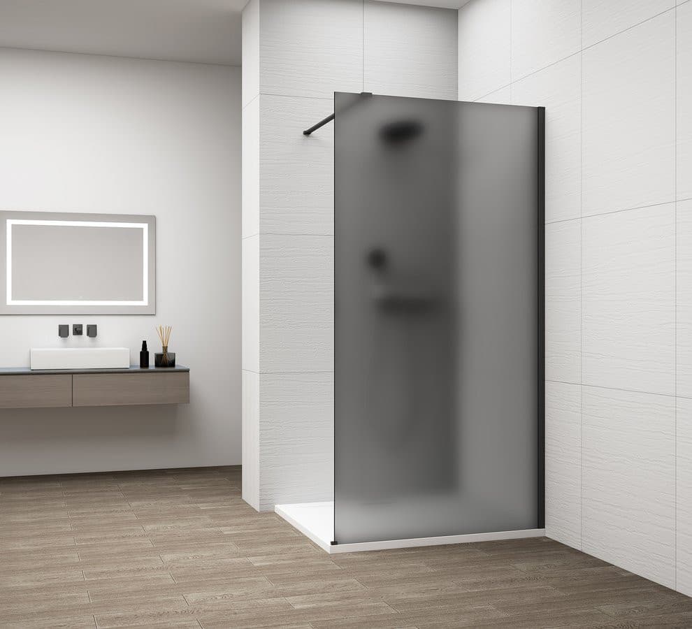 ESCA BLACK MATT jednoczęściowa kabina przysznicowa Walk-In, montaż przy ścianie, szkło mat dymione, 1000 mm