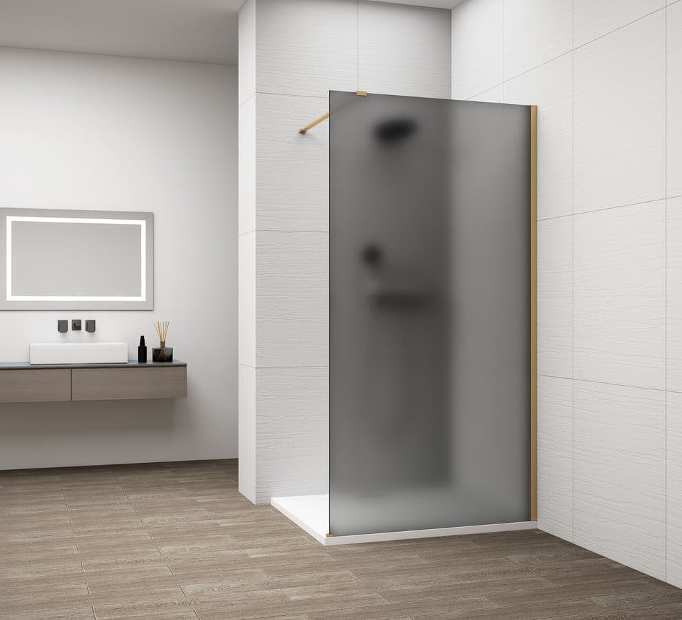 ESCA GOLD MATT jednoczęściowa kabina przysznicowa Walk-In, montaż przy ścianie, szkło mat dymione, 1000 mm