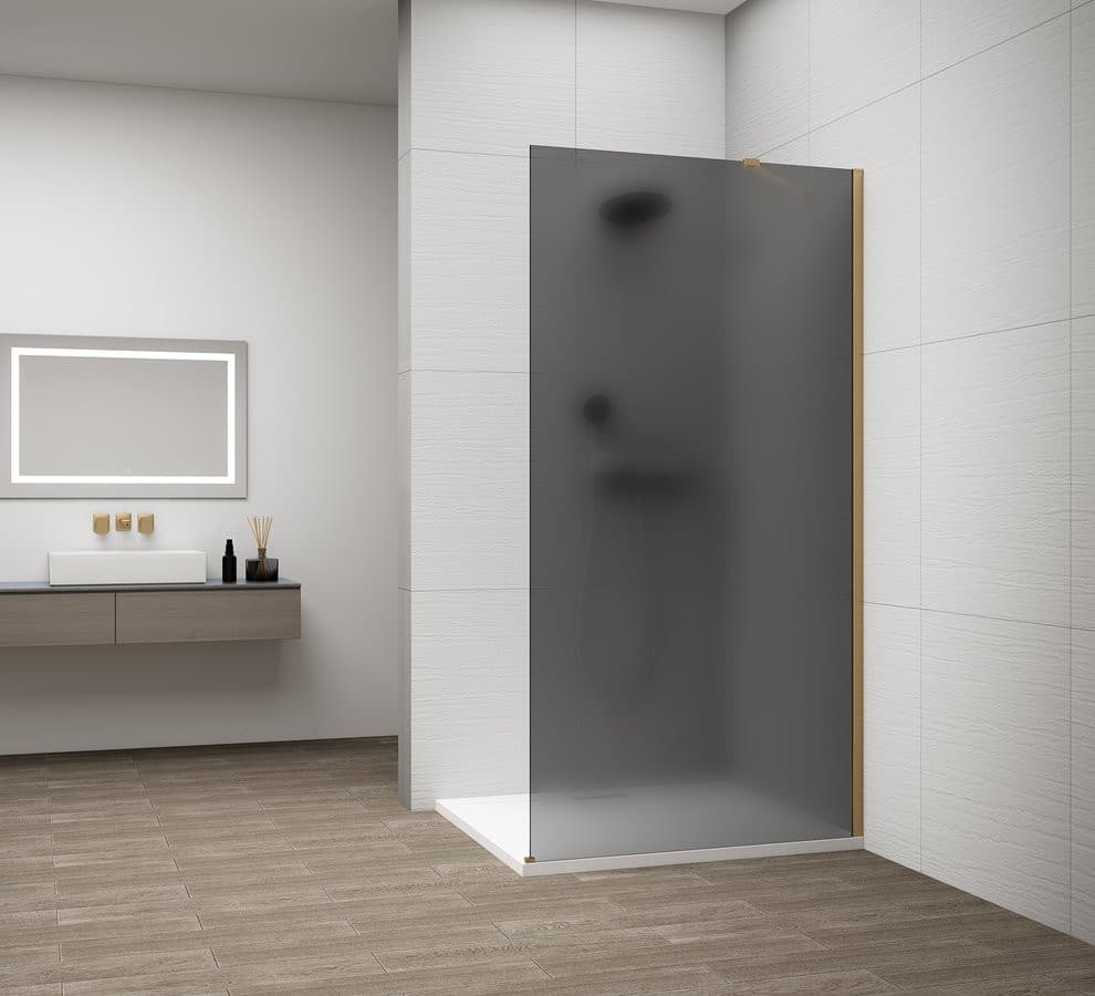 ESCA GOLD MATT jednoczęściowa kabina przysznicowa Walk-In, montaż przy ścianie, szkło mat dymione, 1000 mm