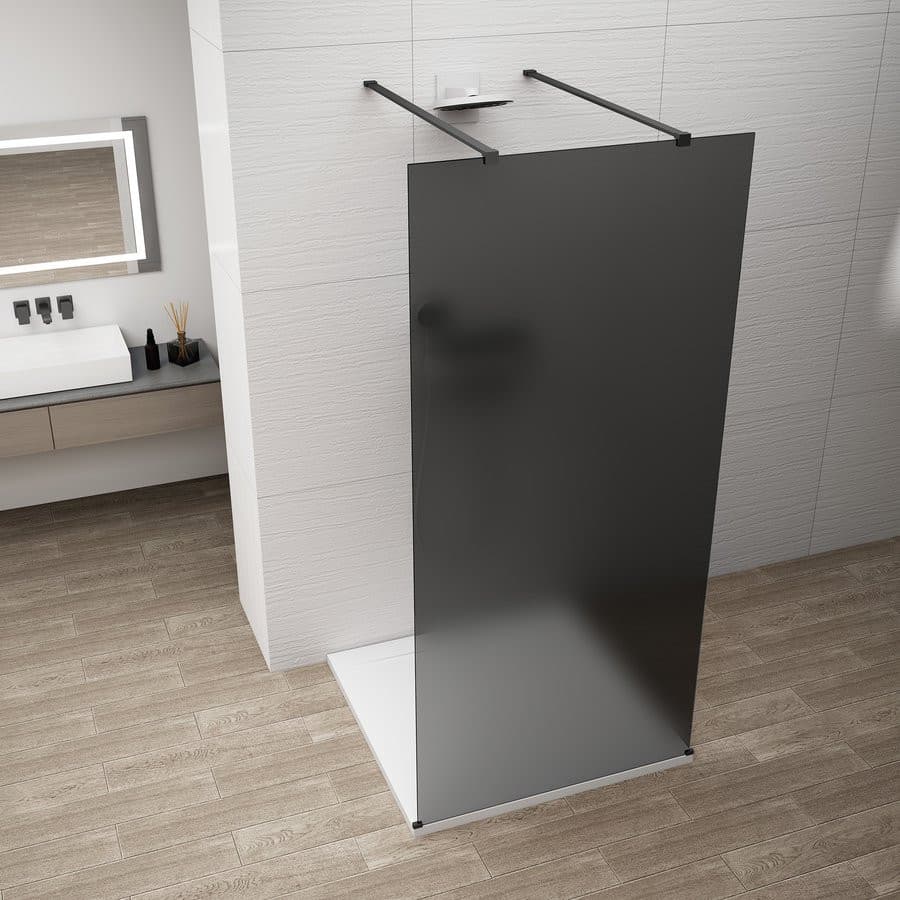 ESCA BLACK MATT jednoczęściowa kabina prysznicowa Walk-In, szkło dymione 1300 mm
