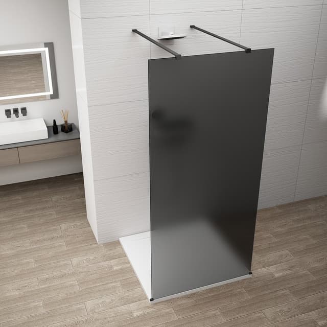 ESCA BLACK MATT jednoczęściowa kabina prysznicowa Walk-In, szkło dymione 1300 mm