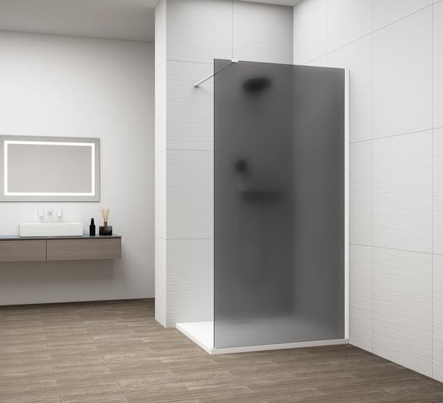 ESCA WHITE MATT jednoczęściowa kabina prysznicowa Walk-In, biała, szkło mat dymione, 1400 mm
