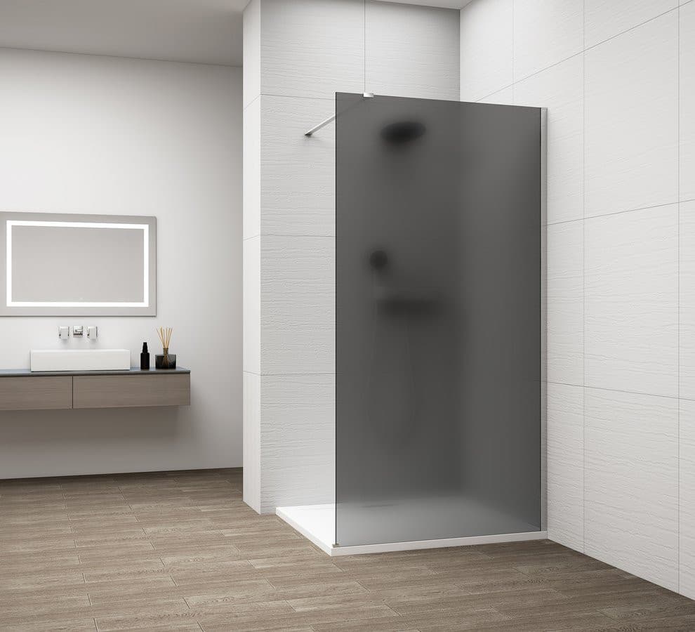 ESCA CHROME jednoczęściowa kabina prysznicowa Walk-In, montaż przy ścianie, szkło matowe dymione 1500 mm