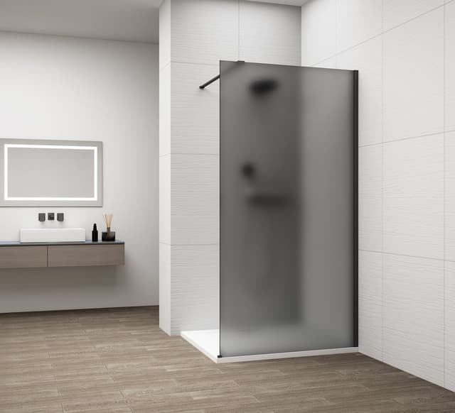 ESCA BLACK MATT jednoczęściowa kabina prysznicowa Walk-In ze szkłem mat dymionym, 1500 mm